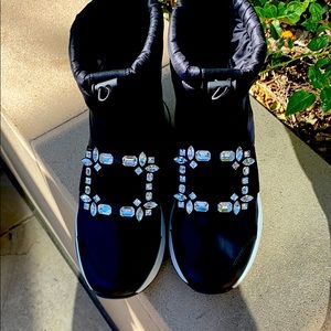 Black rhinestone booties